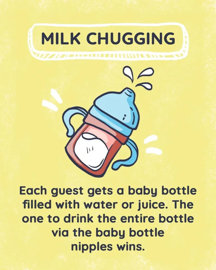 milk chugging baby shower game