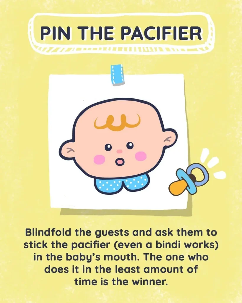 pin the pacifier baby shower game